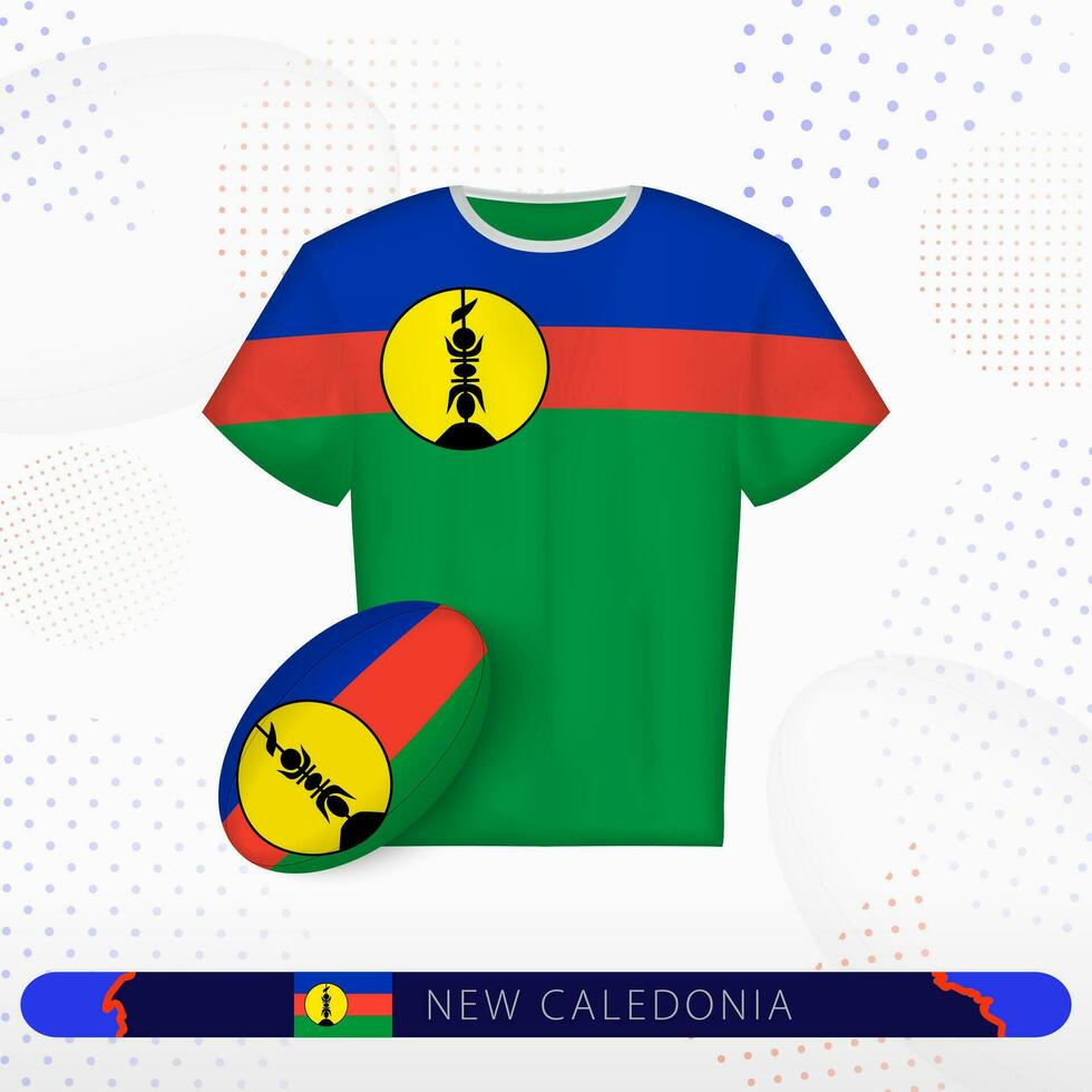 nuevo Caledonia rugby jersey con rugby pelota de nuevo Caledonia en resumen deporte antecedentes. vector