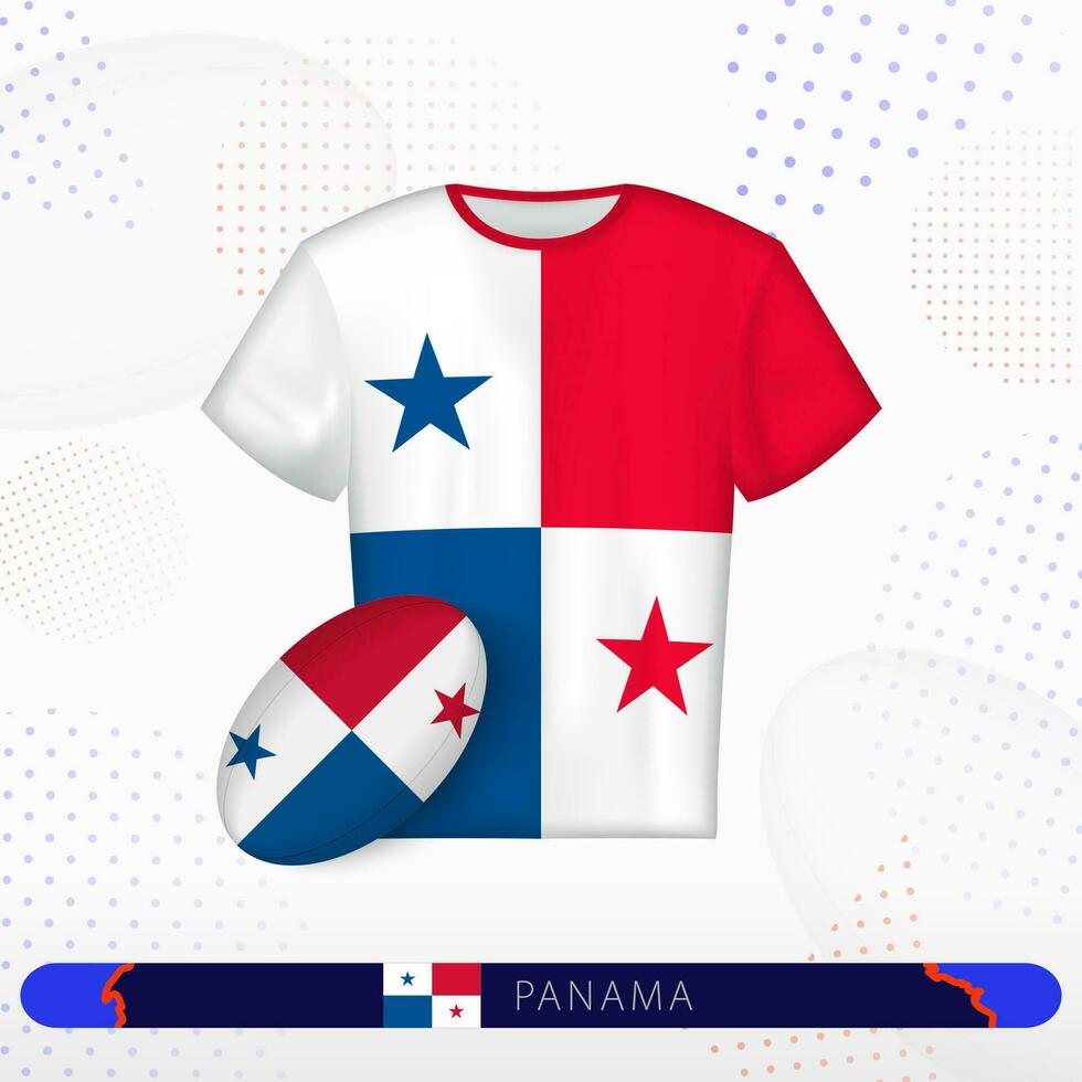 Panama rugby jersey with rugby ball of Panama on abstract sport background. vector