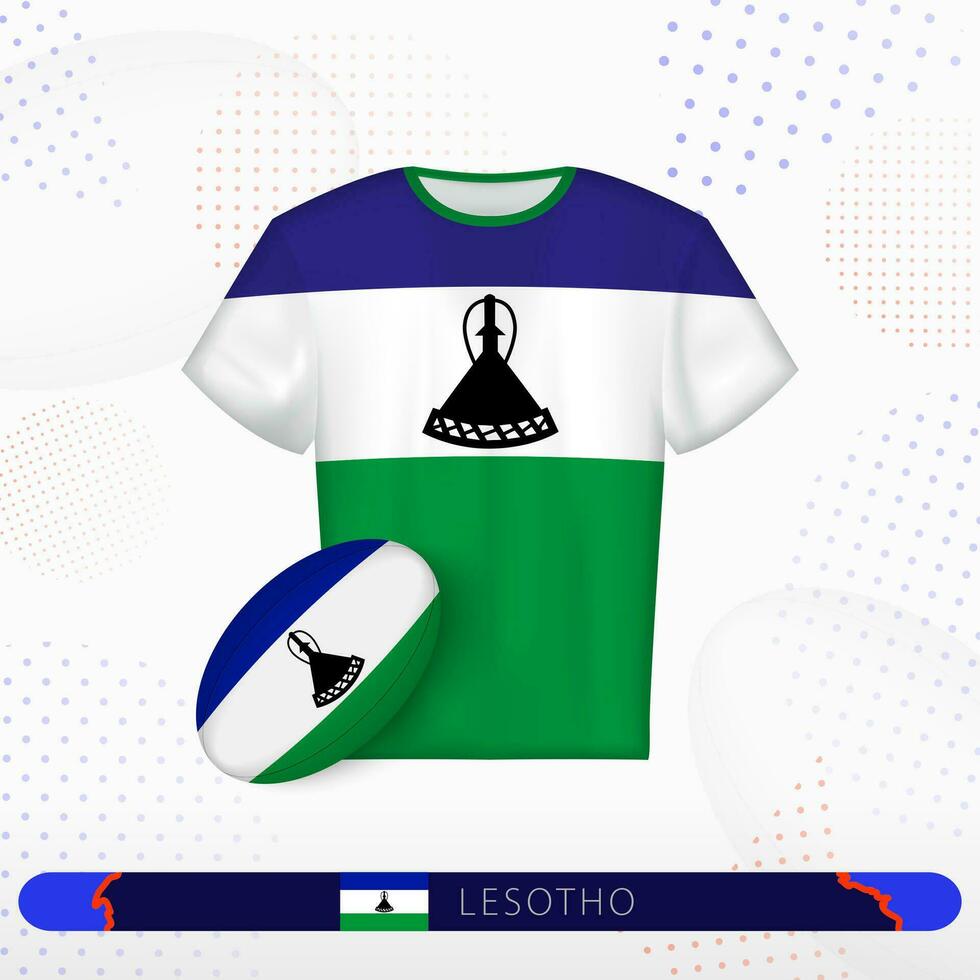 Lesoto rugby jersey con rugby pelota de Lesoto en resumen deporte antecedentes. vector