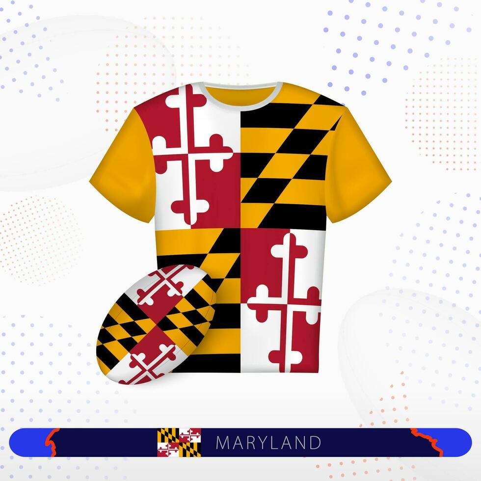 Maryland rugby jersey with rugby ball of Maryland on abstract sport background. vector
