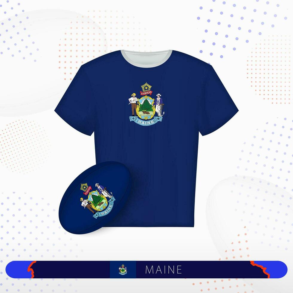 Maine rugby jersey with rugby ball of Maine on abstract sport background. vector