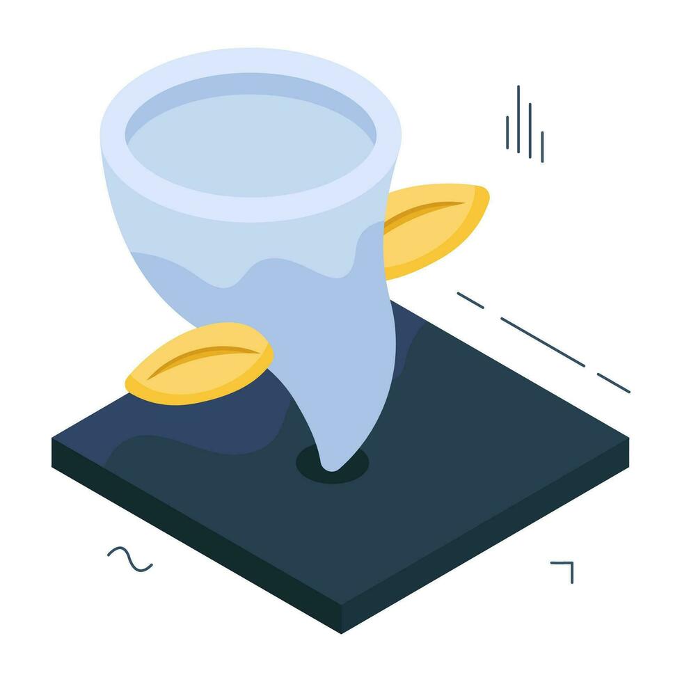 An isometric design icon of typhoon, editable vector