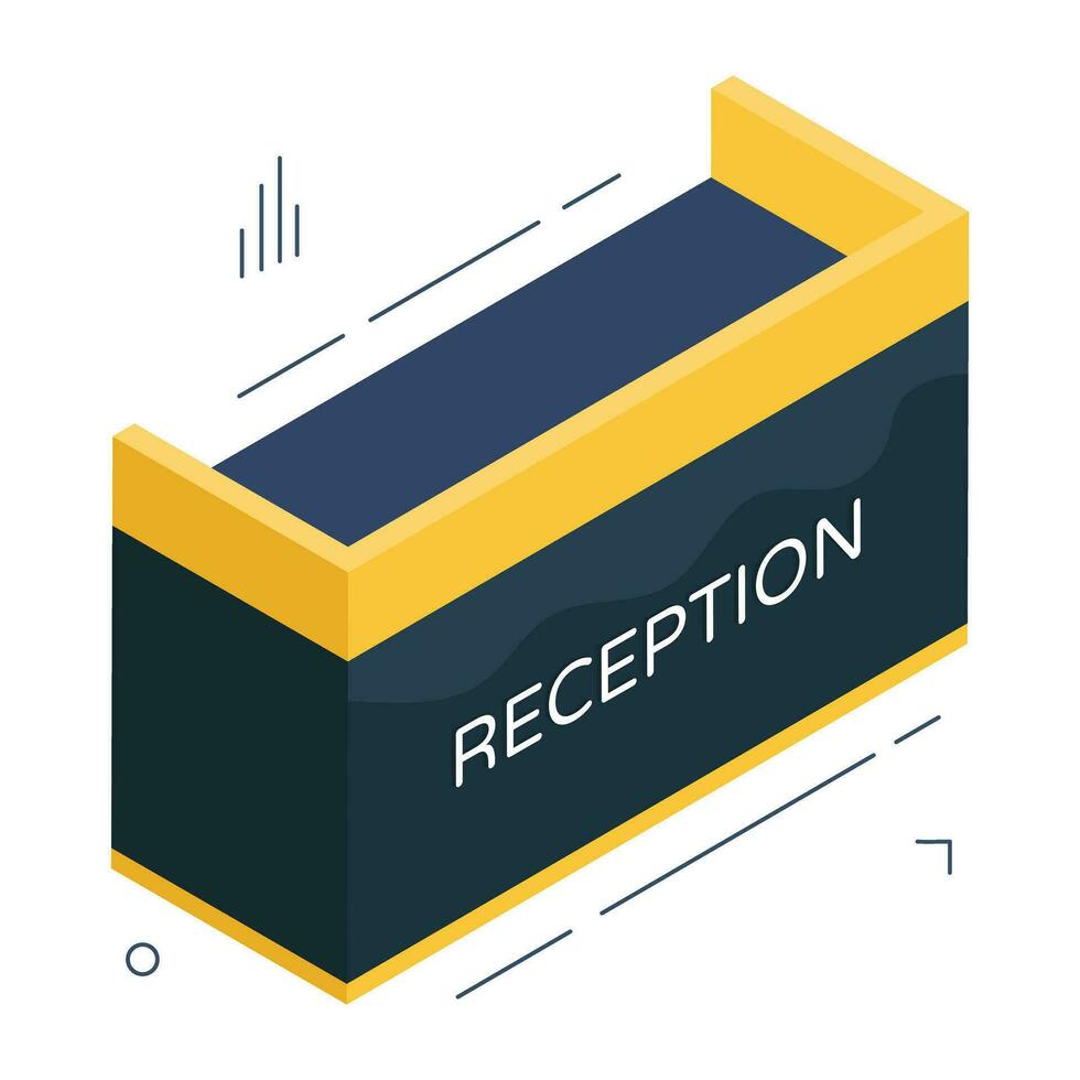 An isometric design icon of reception desk vector
