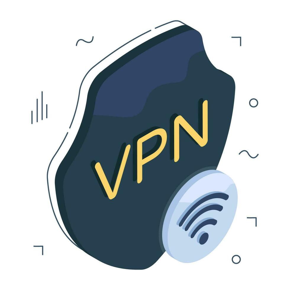 A isometric design icon of VPN vector