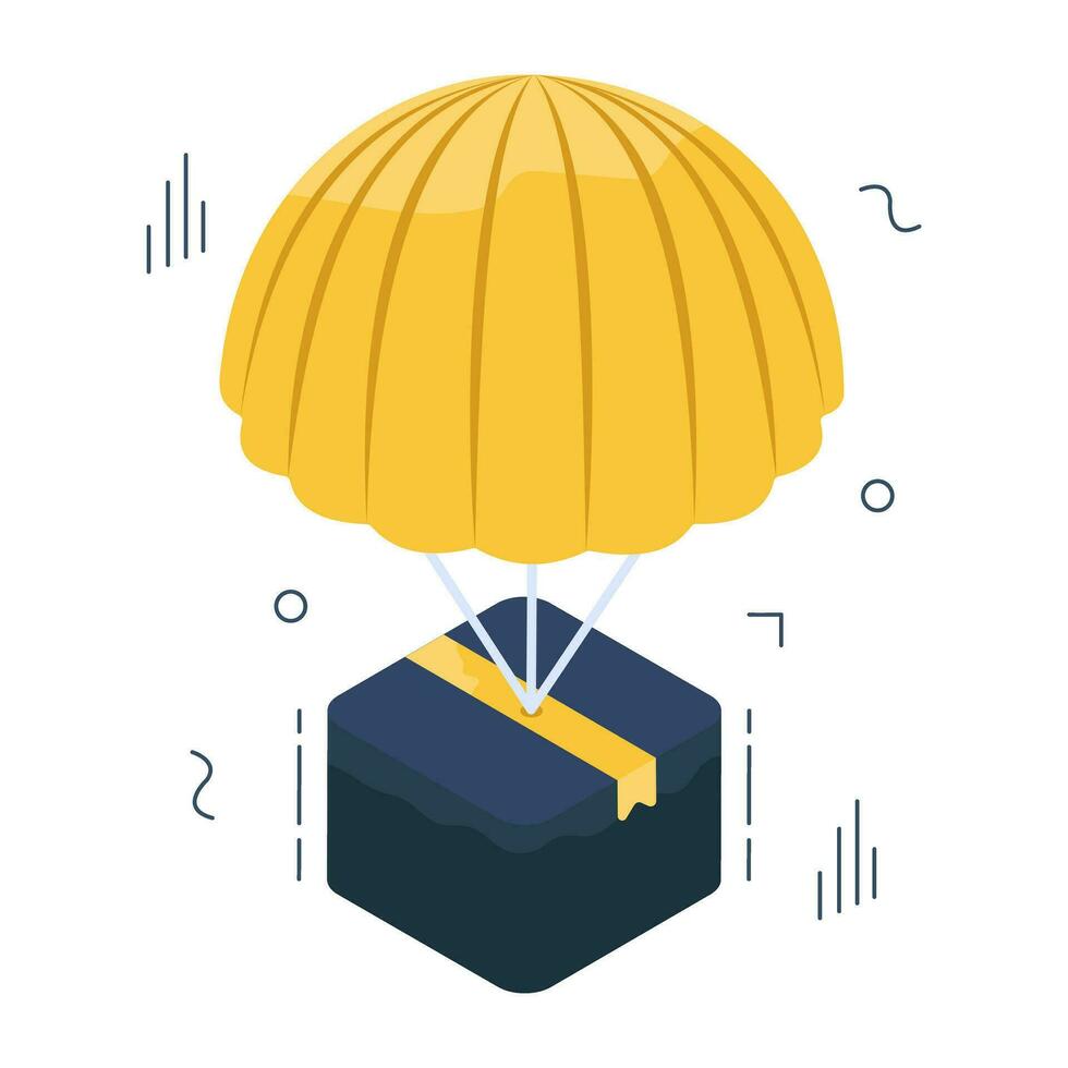 An icon design of parachute delivery vector