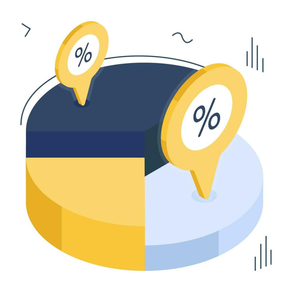 isométrica diseño, icono de tarta gráfico vector