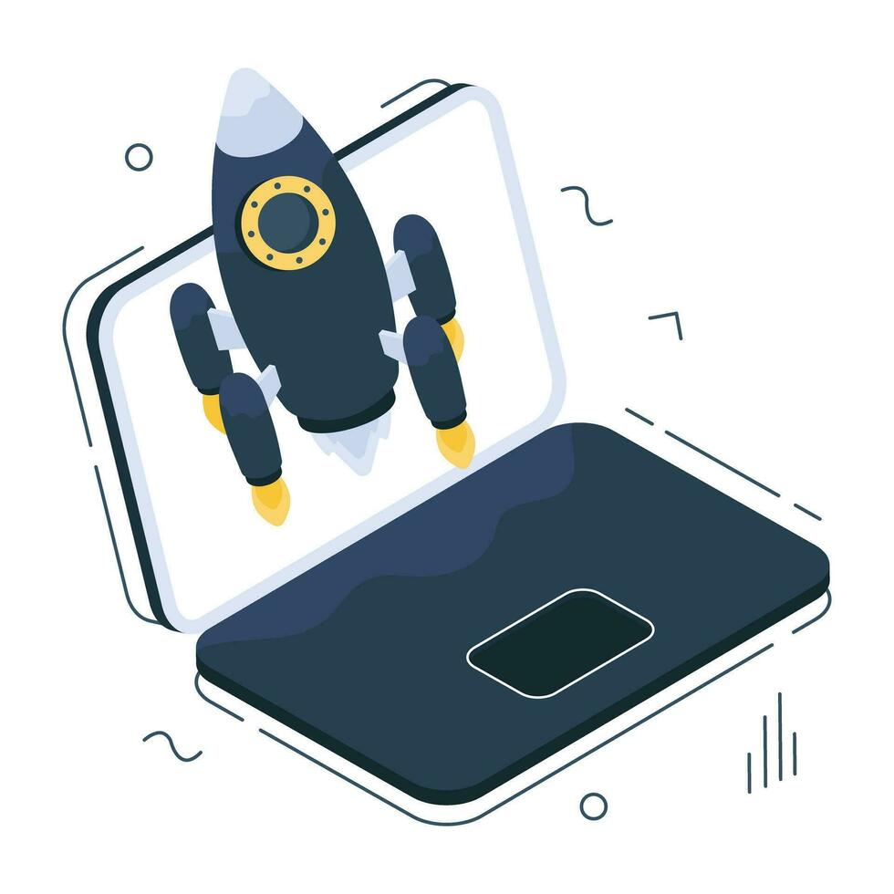 A beautiful design icon of online rocket vector
