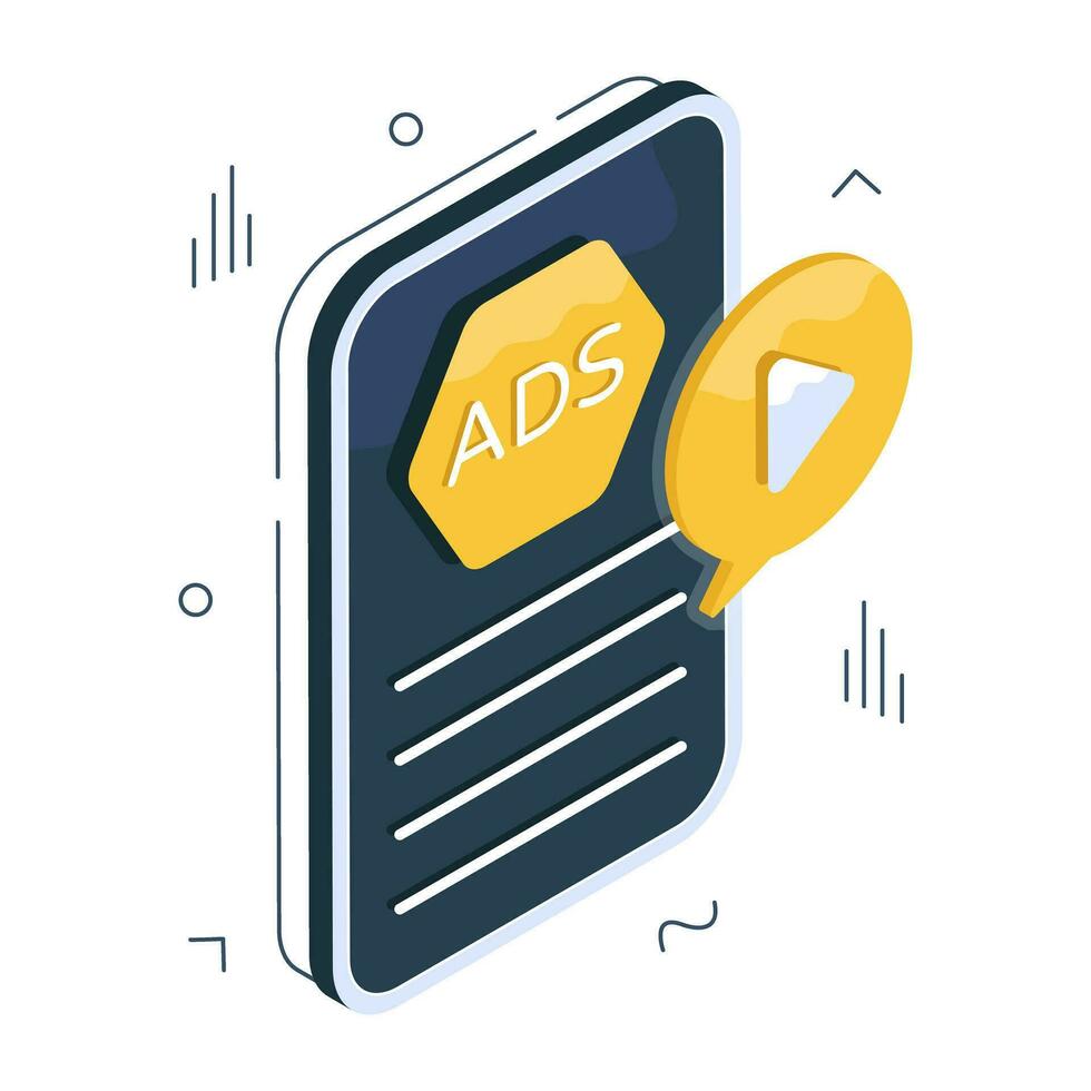 A premium download icon of mobile video ad vector