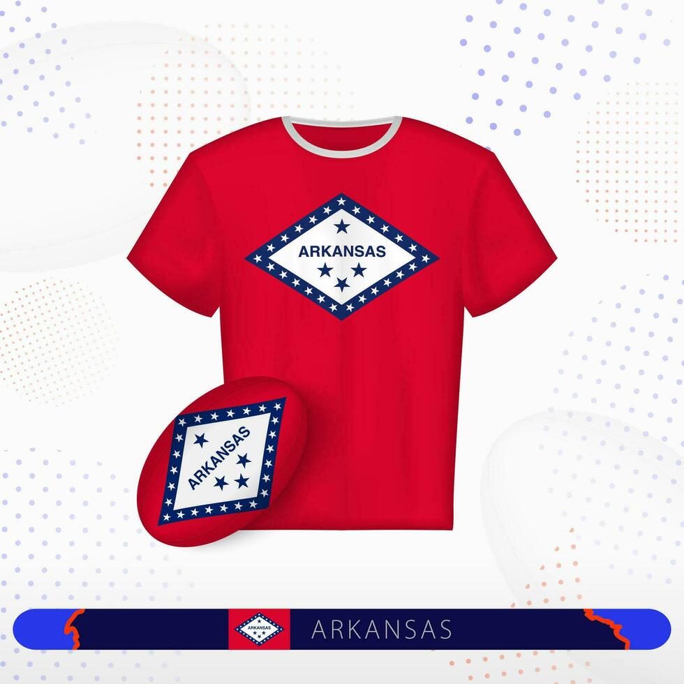 Arkansas rugby jersey with rugby ball of Arkansas on abstract sport background. vector