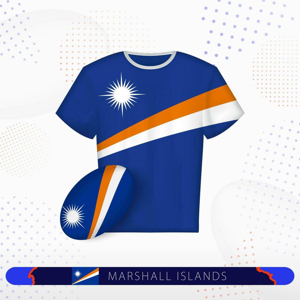 Marshall Islands rugby jersey with rugby ball of Marshall Islands on abstract sport background. vector