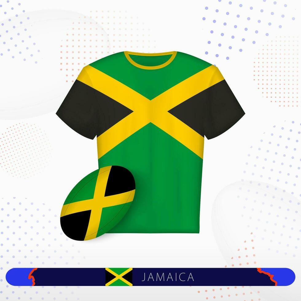 Jamaica rugby jersey with rugby ball of Jamaica on abstract sport background. vector