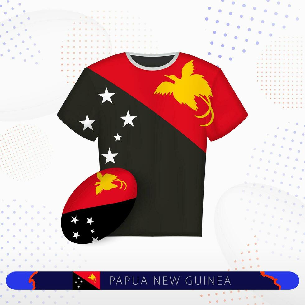 Papuasia nuevo Guinea rugby jersey con rugby pelota de Papuasia nuevo Guinea en resumen deporte antecedentes. vector