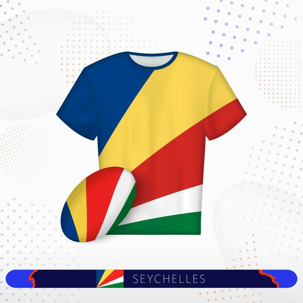 Seychelles rugby jersey with rugby ball of Seychelles on abstract sport background. vector