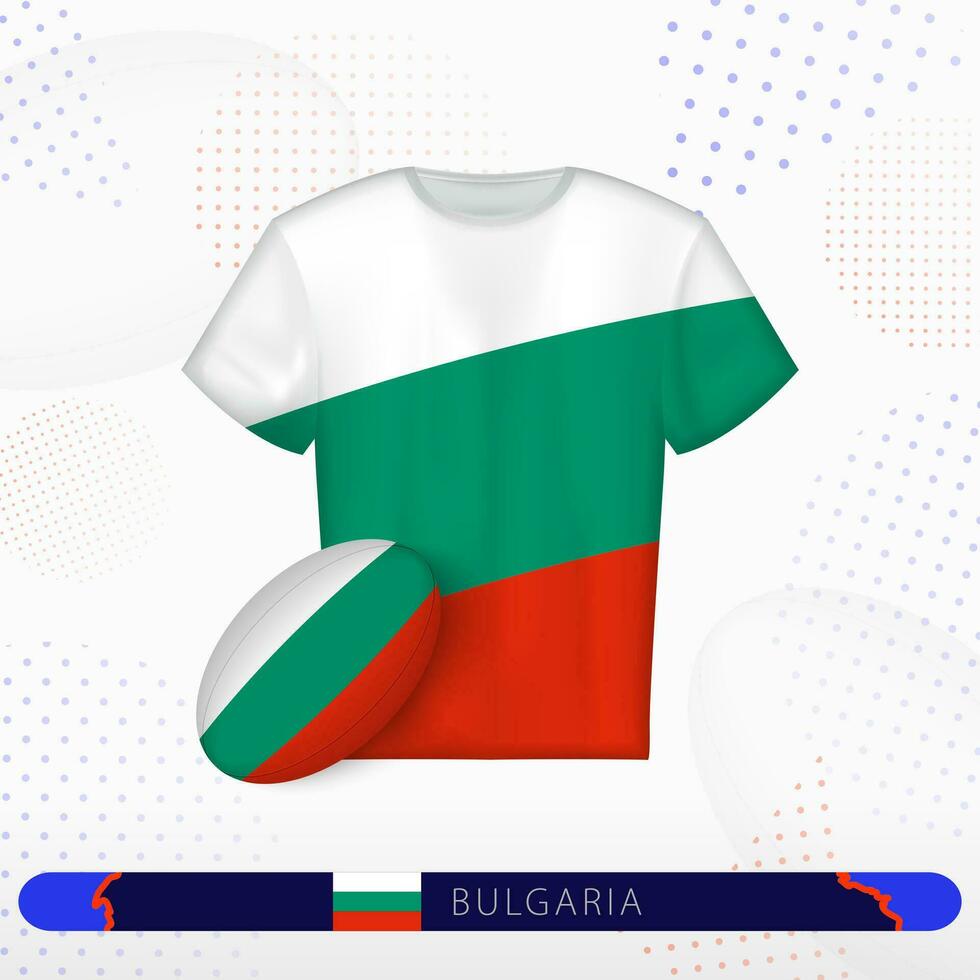Bulgaria rugby jersey with rugby ball of Bulgaria on abstract sport background. vector