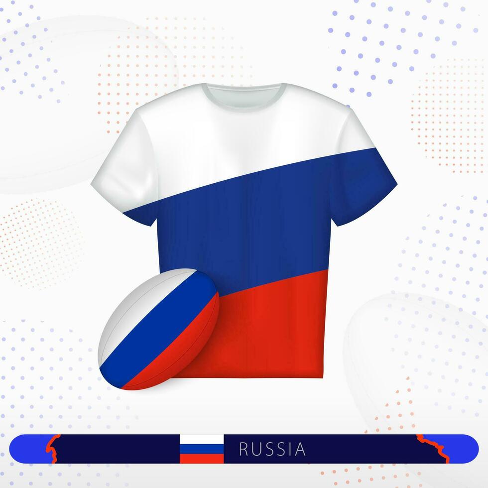 Russia rugby jersey with rugby ball of Russia on abstract sport background. vector