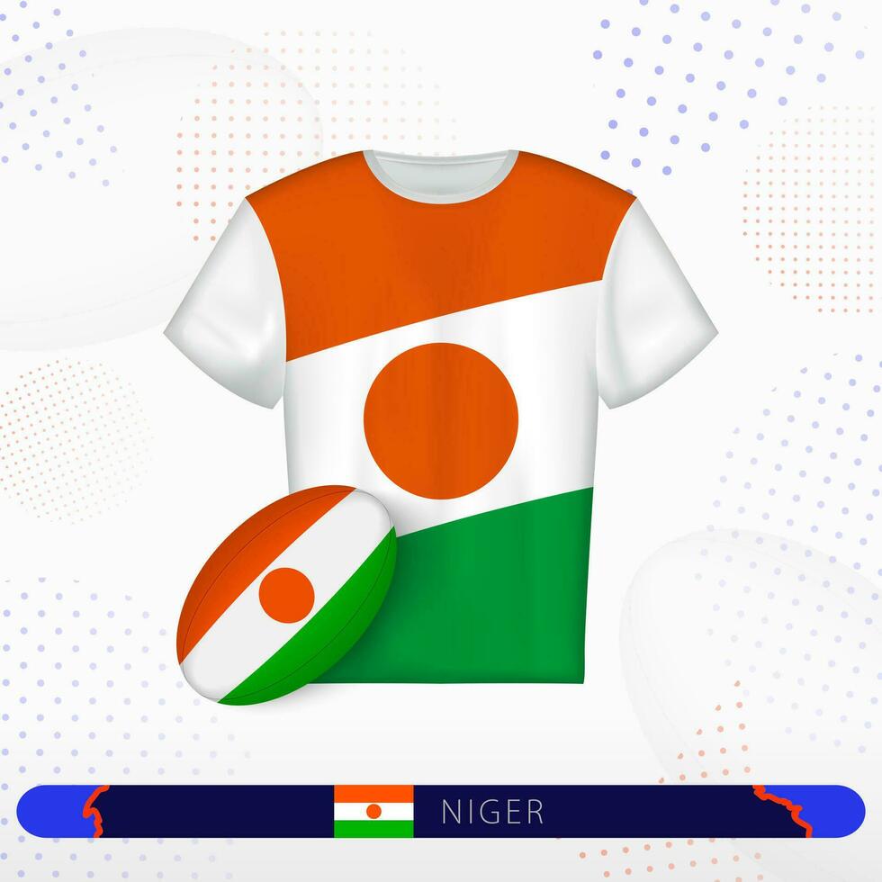 Níger rugby jersey con rugby pelota de Níger en resumen deporte antecedentes. vector