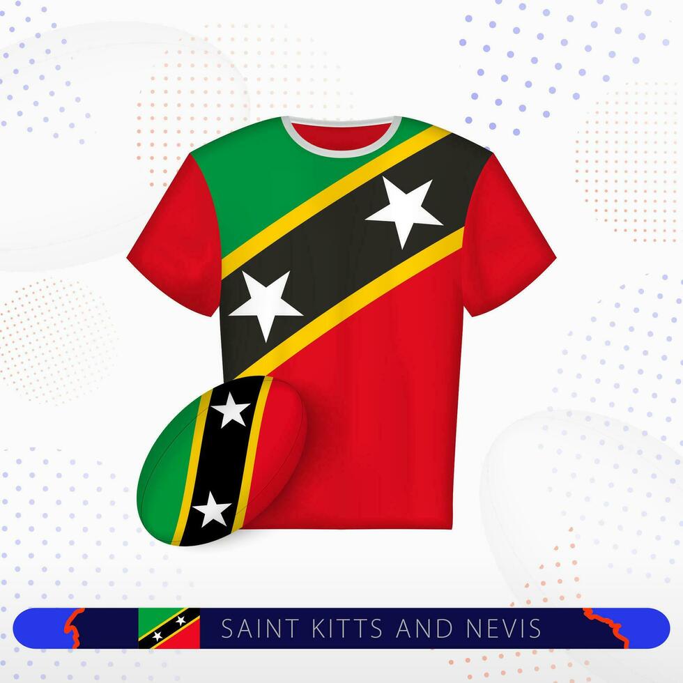 Saint Kitts and Nevis rugby jersey with rugby ball of Saint Kitts and Nevis on abstract sport background. vector