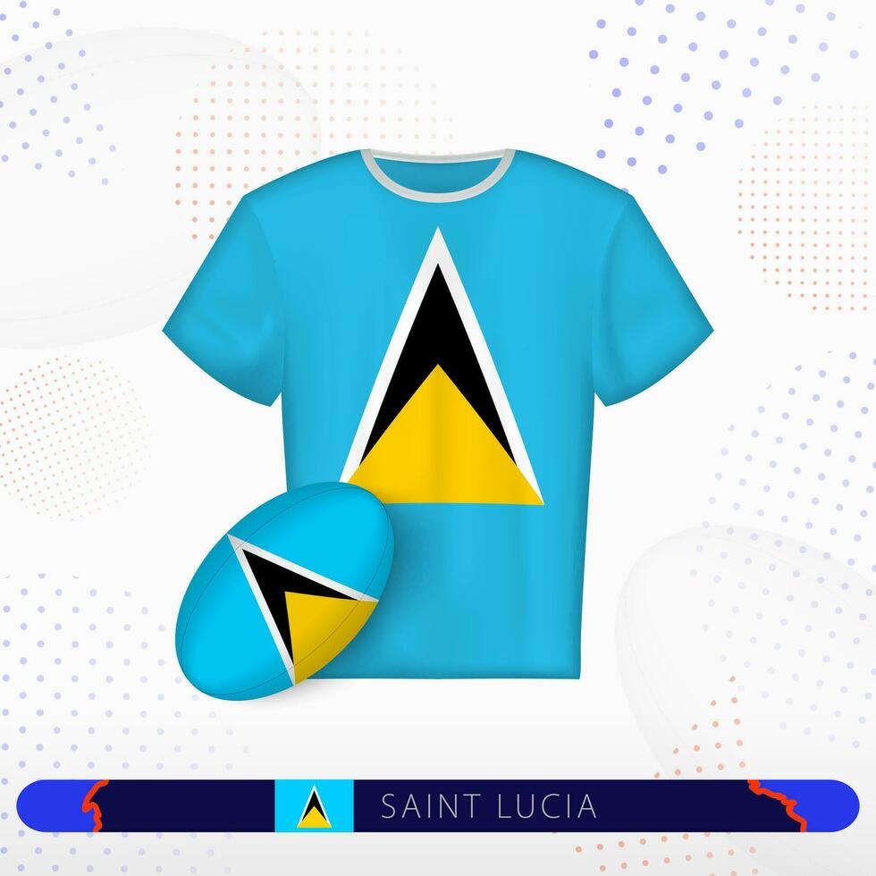 Saint Lucia rugby jersey with rugby ball of Saint Lucia on abstract sport background. vector
