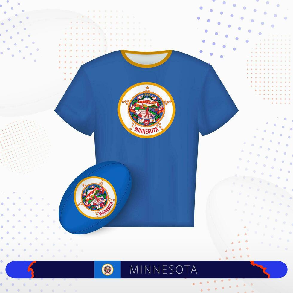 Minnesota rugby jersey with rugby ball of Minnesota on abstract sport background. vector
