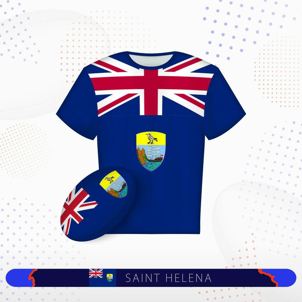 Saint Helena rugby jersey with rugby ball of Saint Helena on abstract sport background. vector