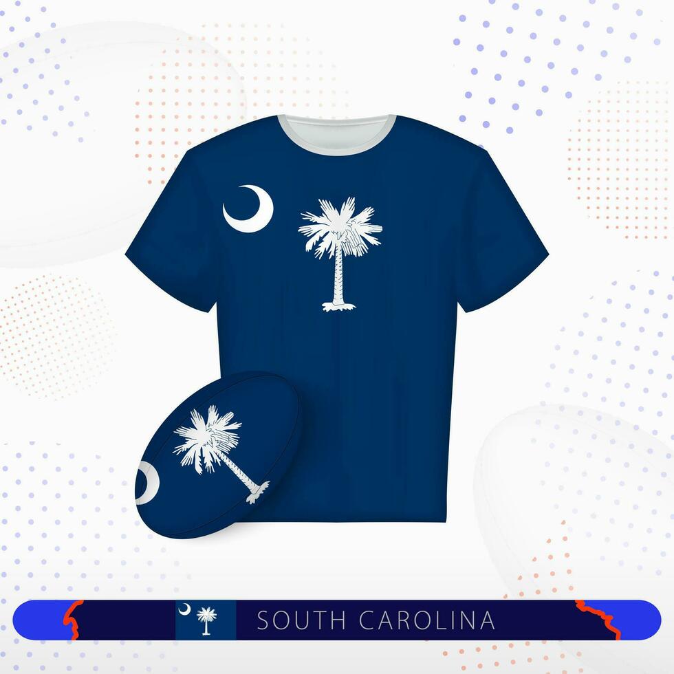 South Carolina rugby jersey with rugby ball of South Carolina on abstract sport background. vector