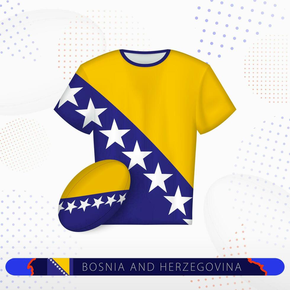 Bosnia and Herzegovina rugby jersey with rugby ball of Bosnia and Herzegovina on abstract sport background. vector