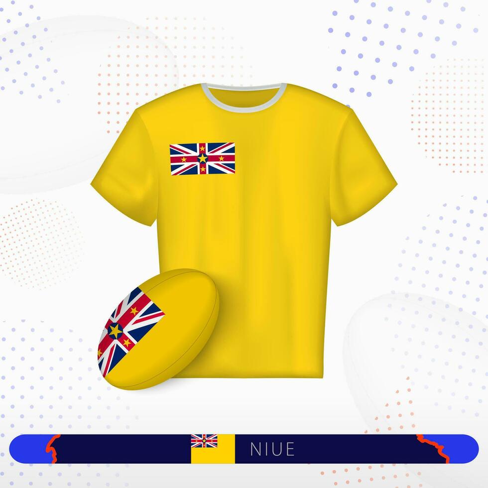 Niue rugby jersey with rugby ball of Niue on abstract sport background. vector