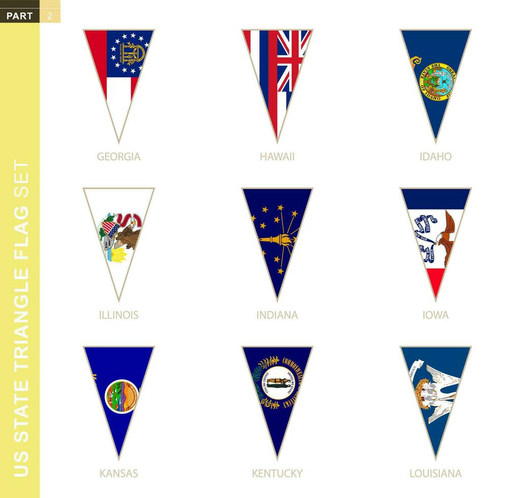 triángulo Estados Unidos estados bandera colocar, estilizado estado banderas vector