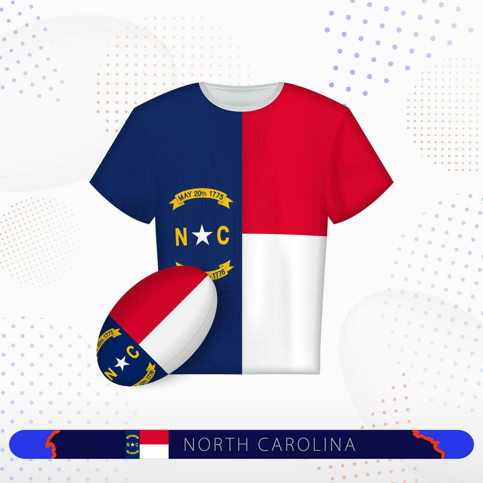 North Carolina rugby jersey with rugby ball of North Carolina on abstract sport background. vector
