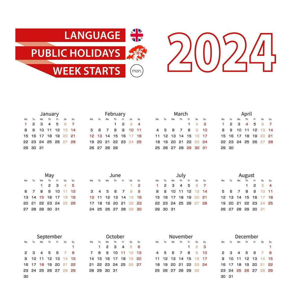 Calendar 2024 in English language with public holidays the country of Hong Kong in year 2024. vector