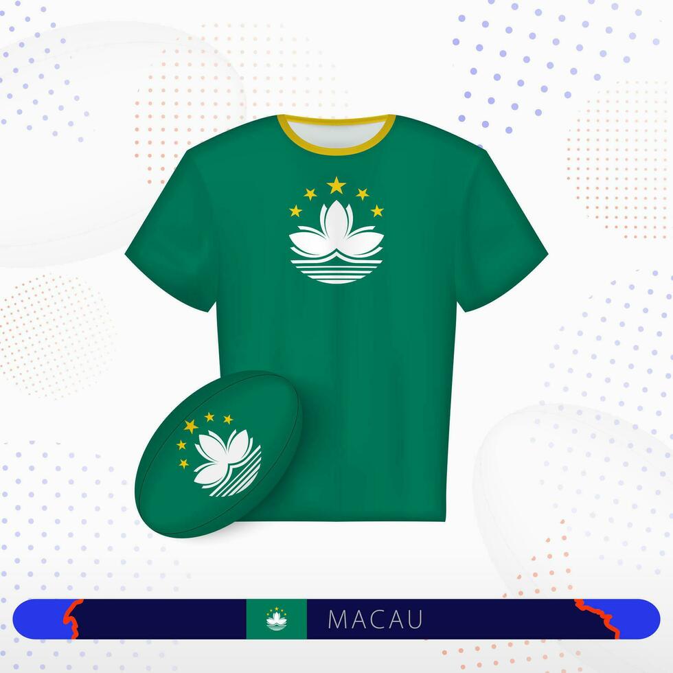 Macao rugby jersey con rugby pelota de Macao en resumen deporte antecedentes. vector