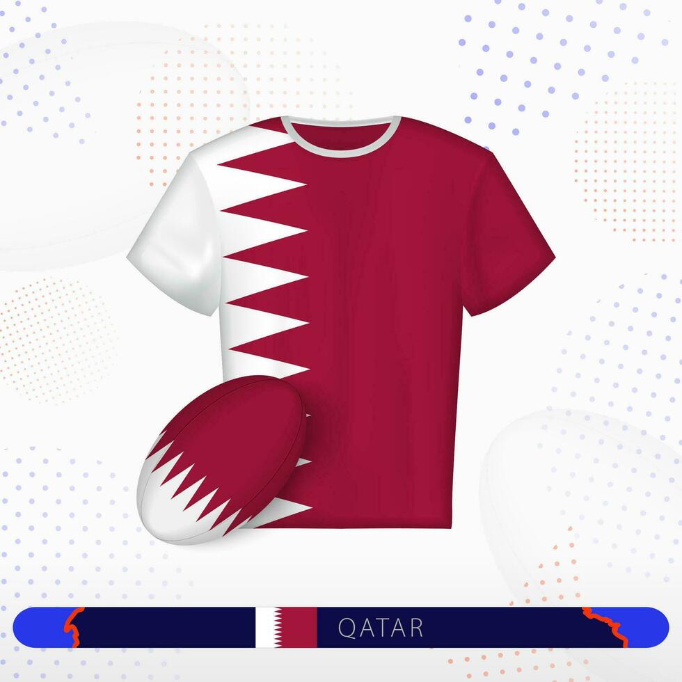 Qatar rugby jersey with rugby ball of Qatar on abstract sport background. vector