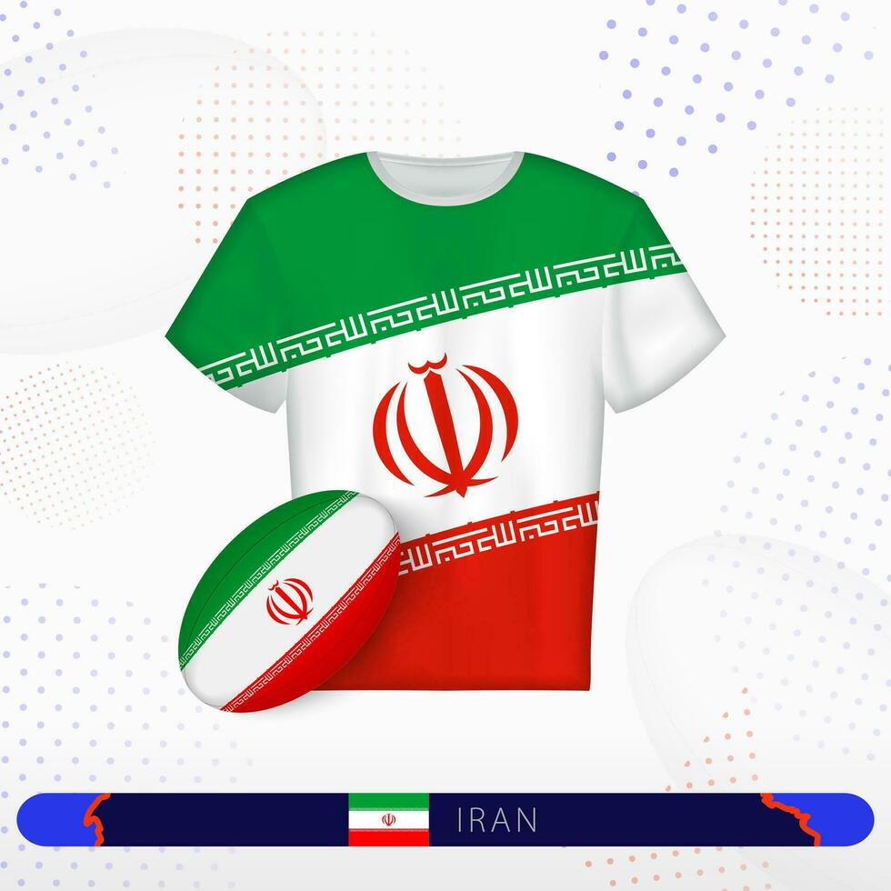 Iran rugby jersey with rugby ball of Iran on abstract sport background. vector