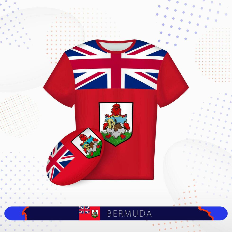 Bermuda rugby jersey with rugby ball of Bermuda on abstract sport background. vector