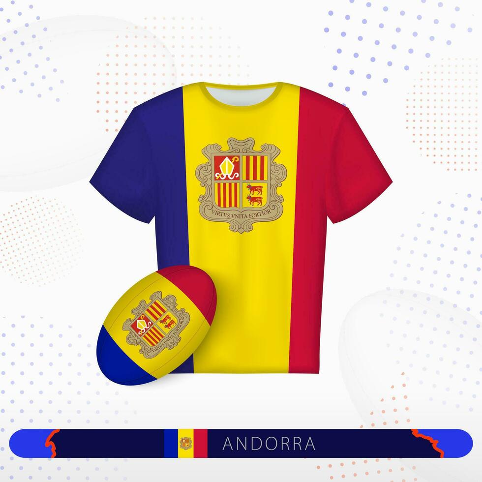 Andorra rugby jersey with rugby ball of Andorra on abstract sport background. vector