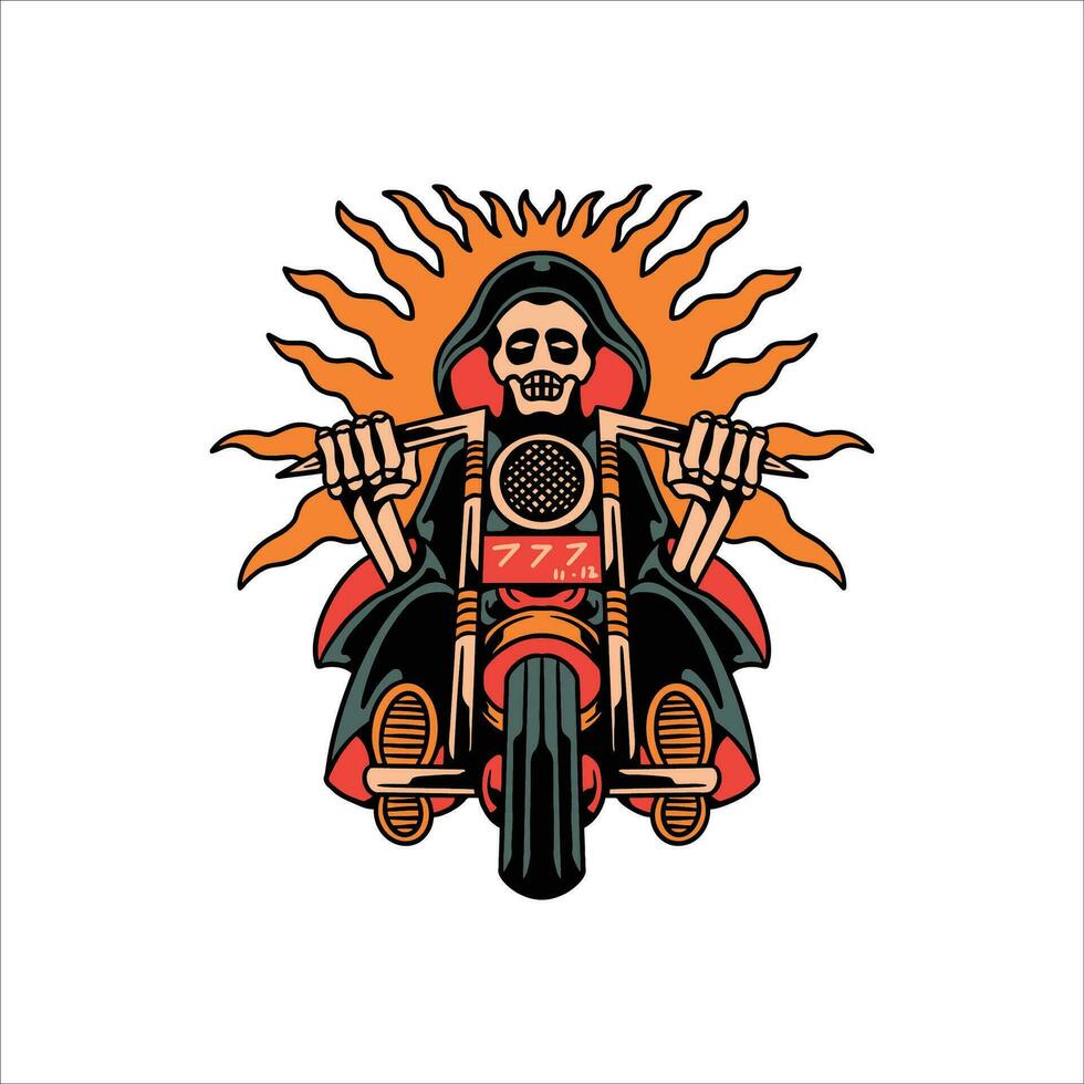 skull biker tattoo vector design