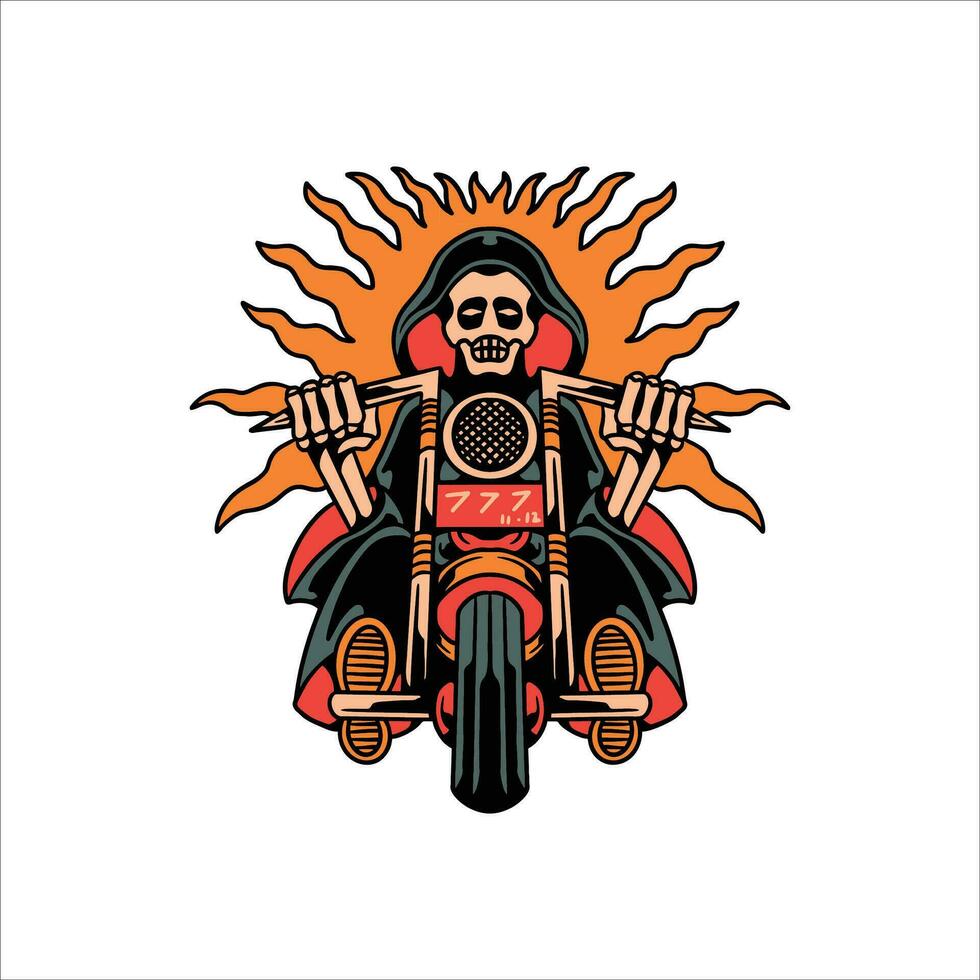 cráneo motorista tatuaje vector diseño