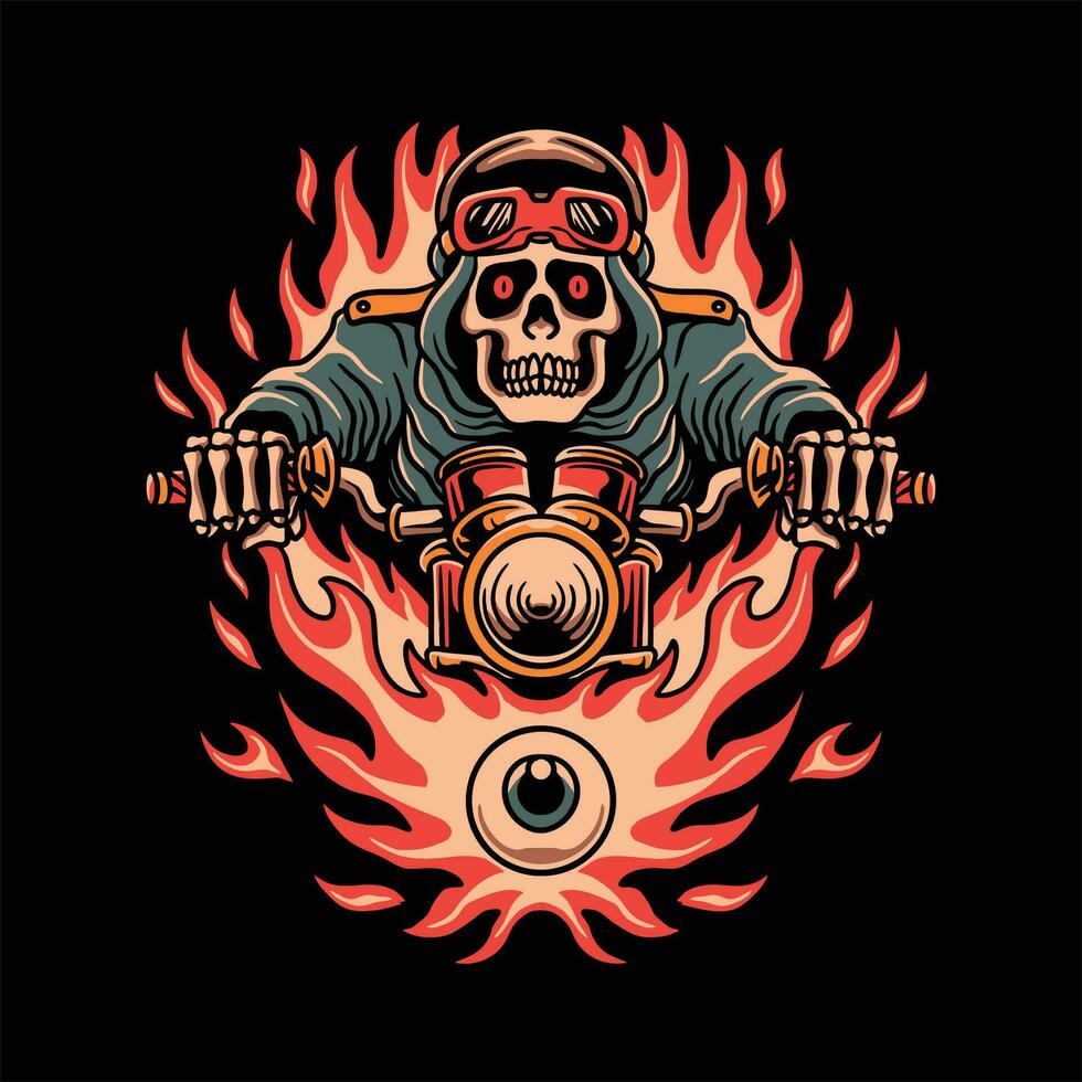 skull biker tattoo vector design