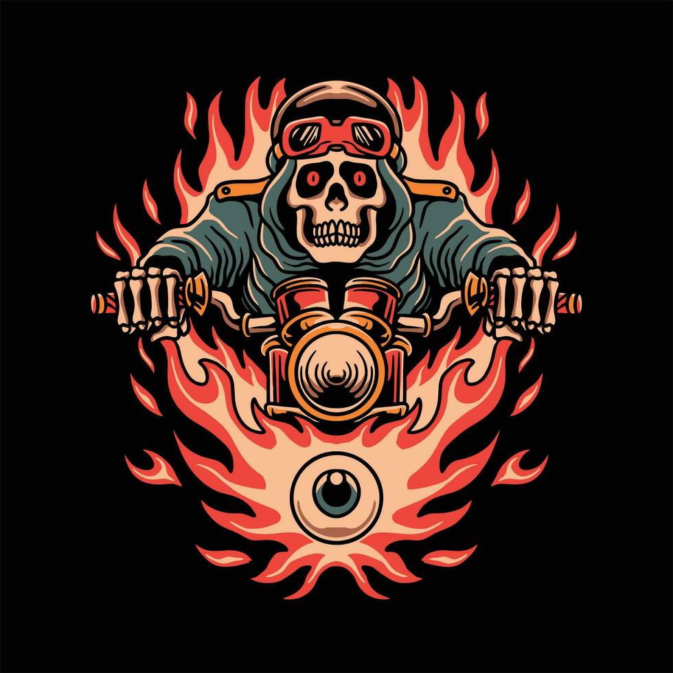 skull biker tattoo vector design