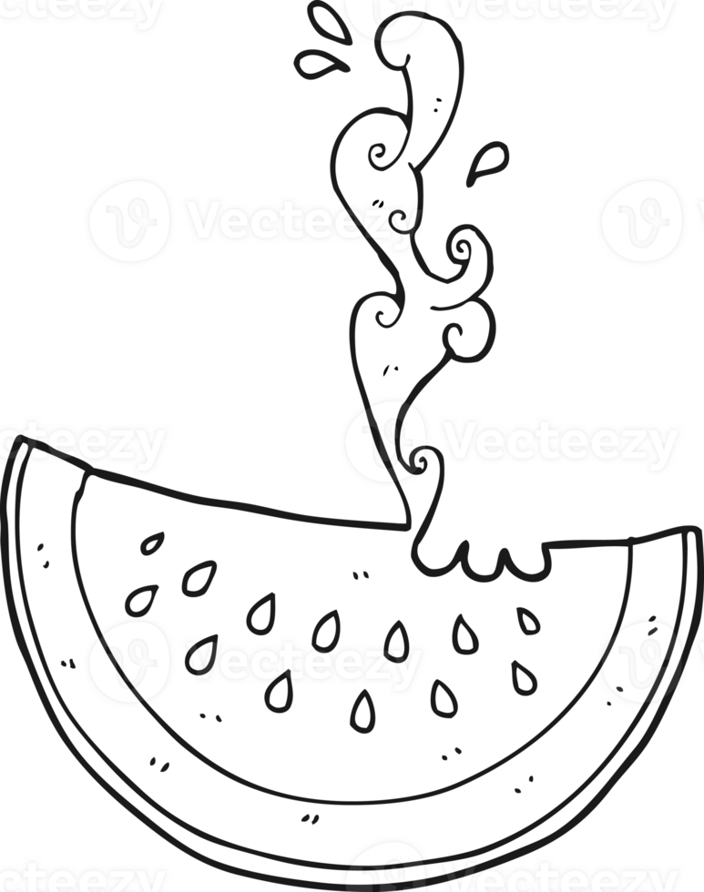 black and white cartoon melon slice png