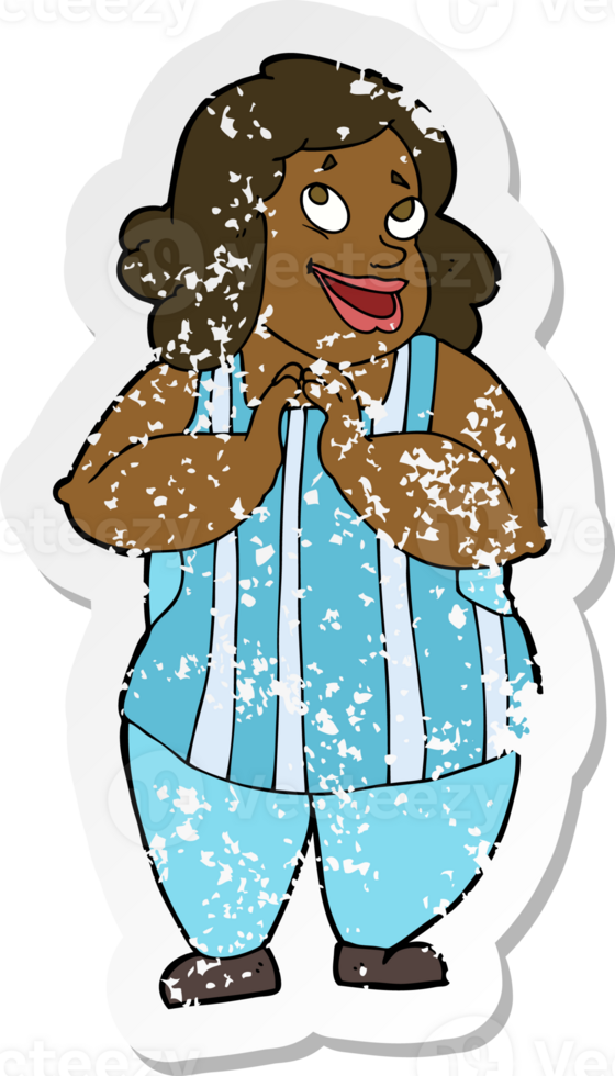 retro distressed sticker of a cartoon happy cook png