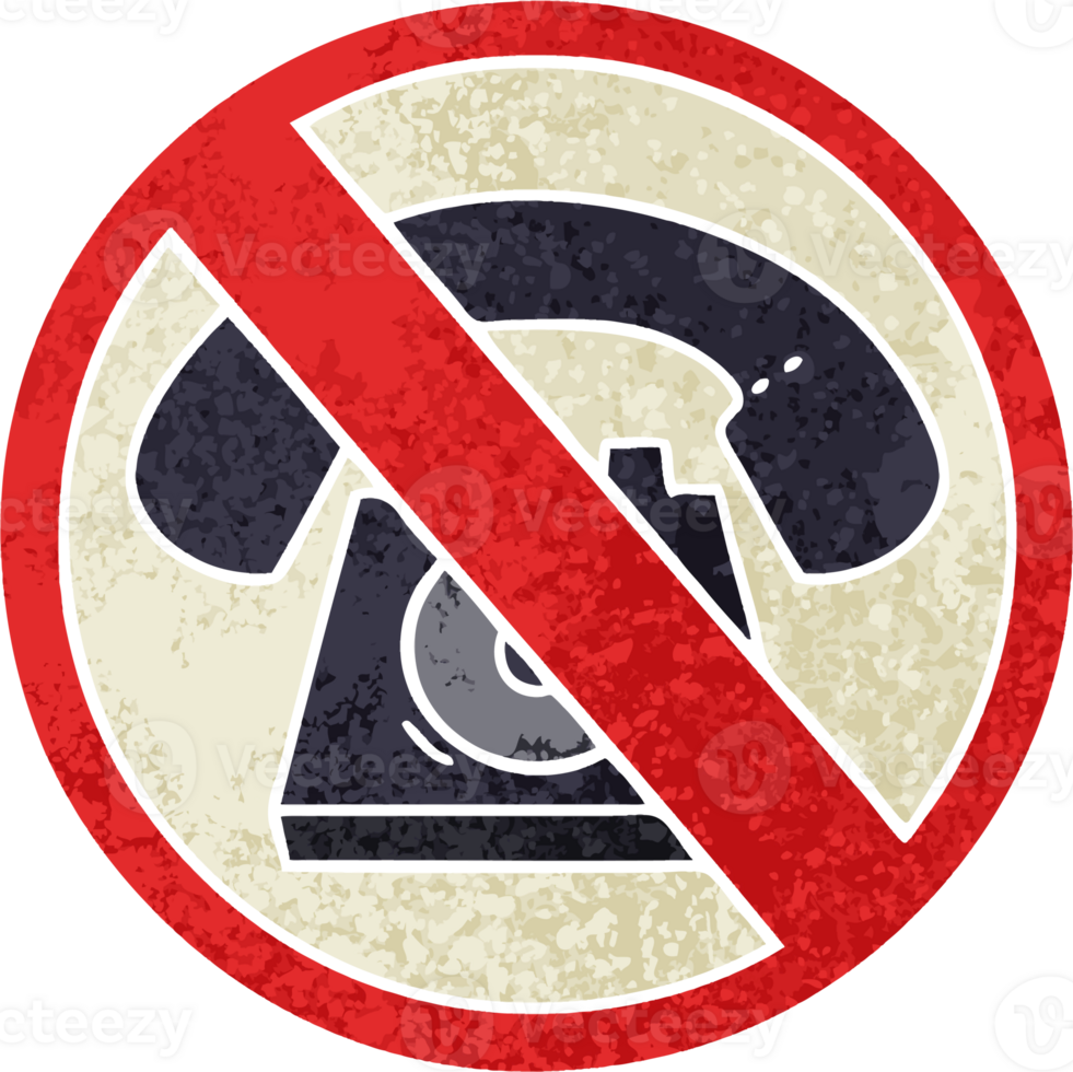 retro illustration style cartoon no phones allowed sign png