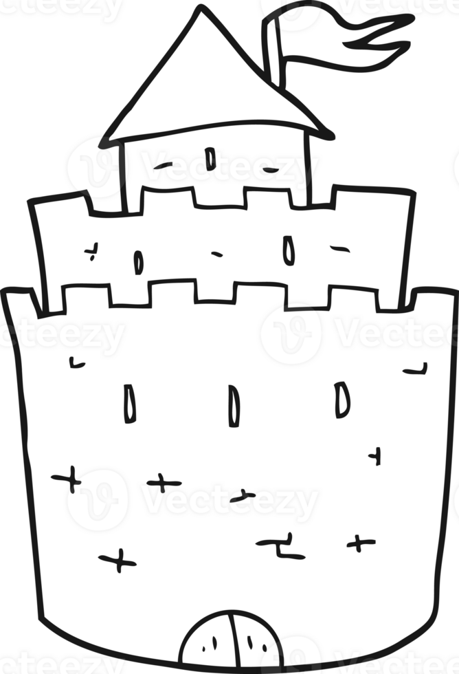 black and white cartoon castle png