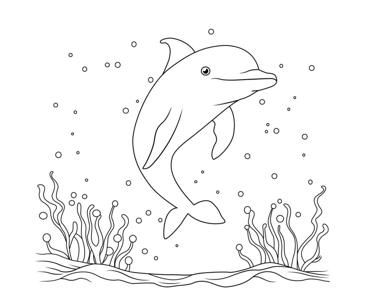 coloring page of dolphin vector