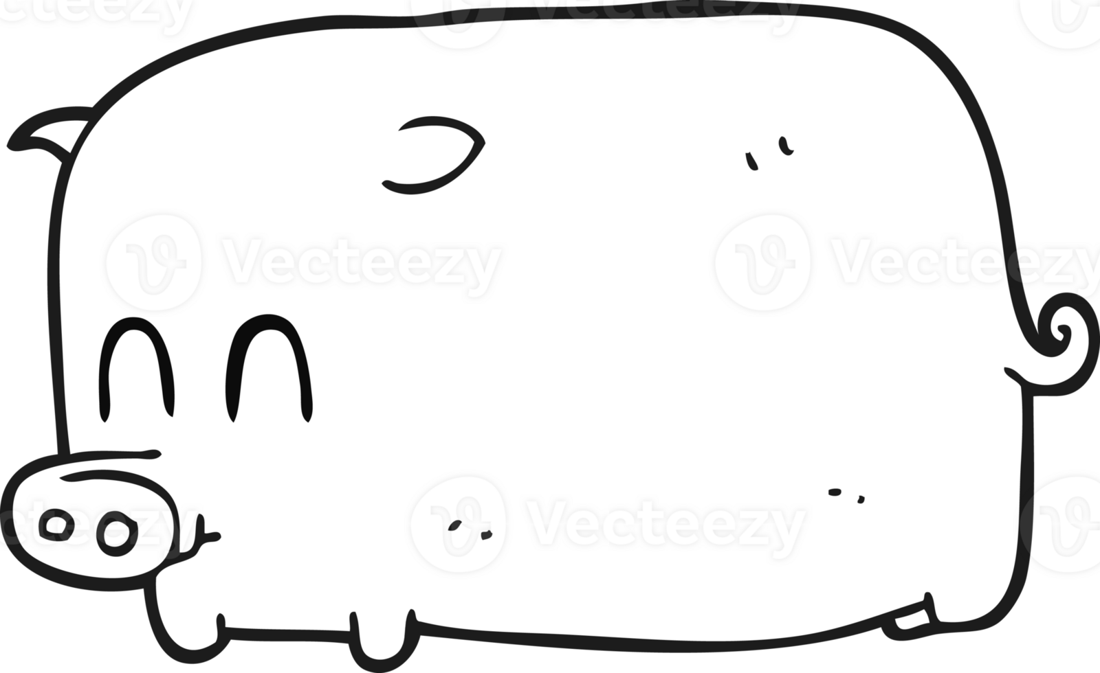 black and white cartoon pig png