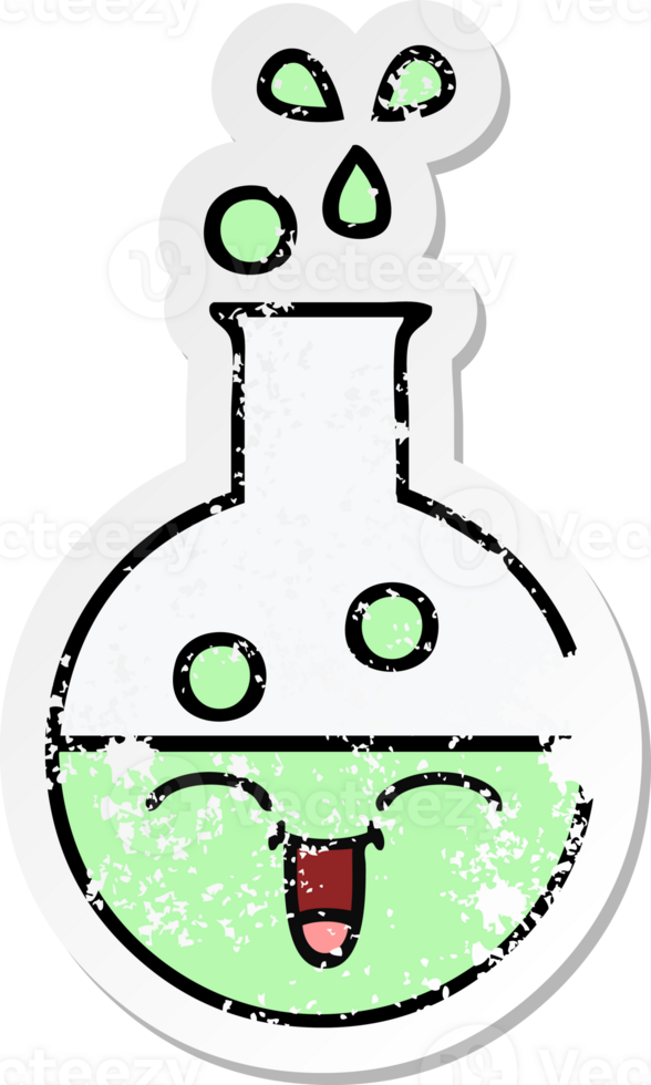 nödställda klistermärke av ett sött tecknat provrör png