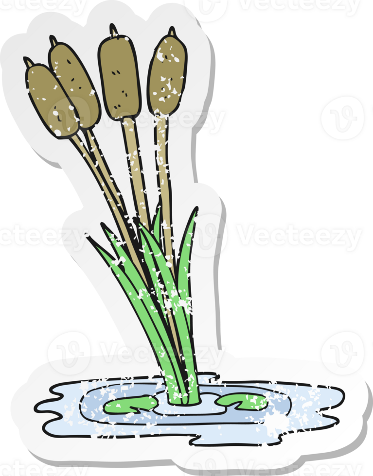 retro distressed sticker of a cartoon reeds png