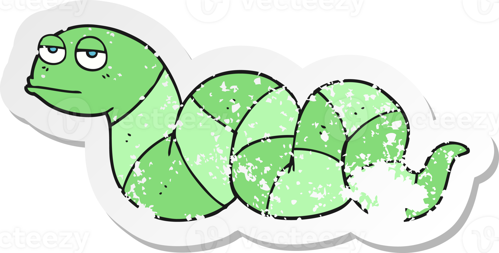retro distressed sticker of a cartoon bored snake png