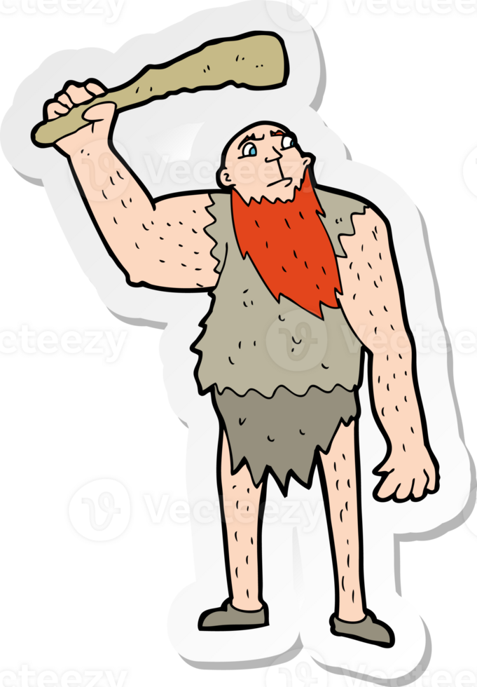 sticker of a cartoon neanderthal png