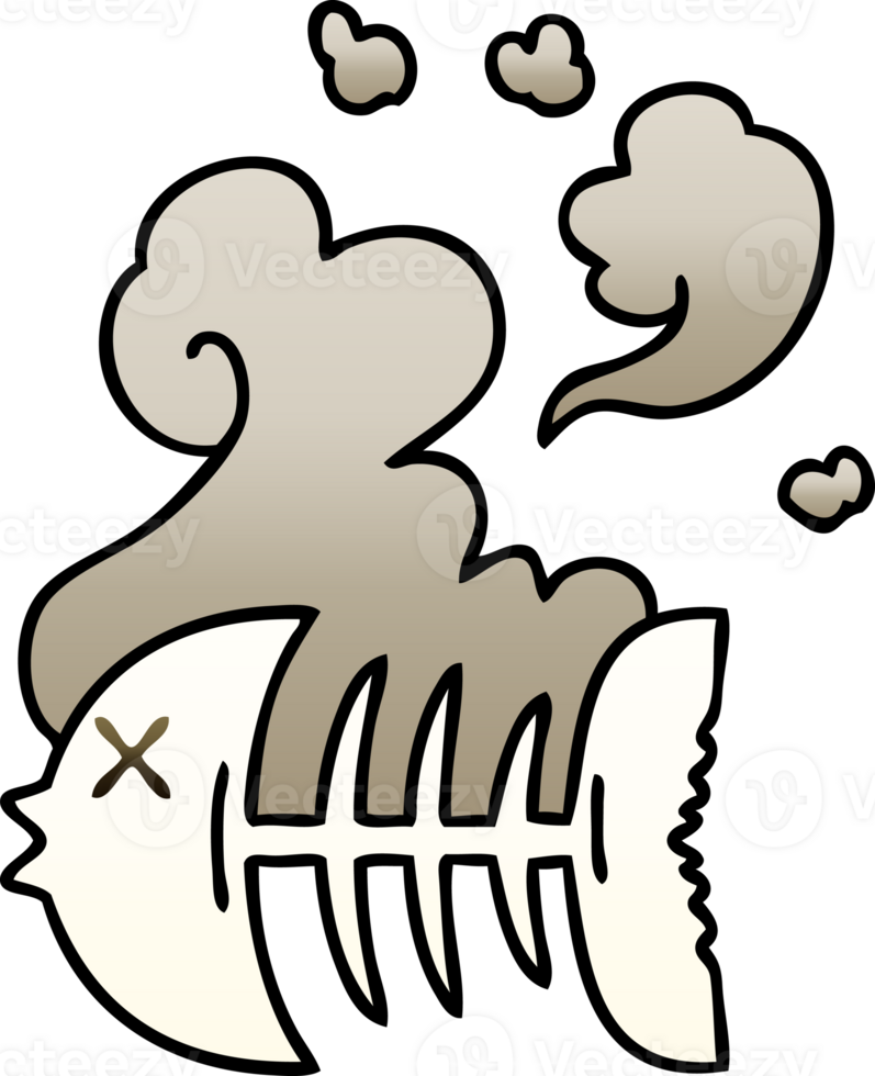 quirky gradient shaded cartoon dead fish skeleton png